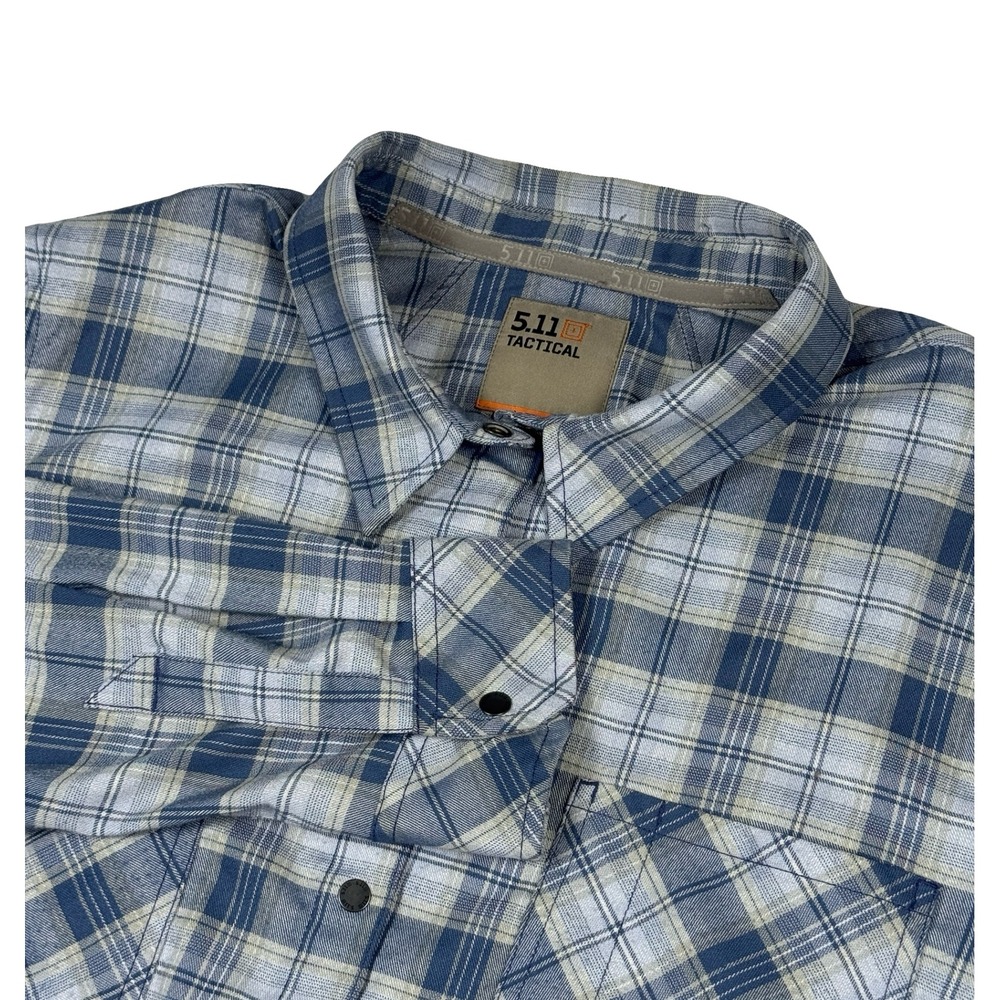 5.11 Tactical Womens XL Hanna Plaid Shirt Snap Button Front Long‎ Sleeve Blue